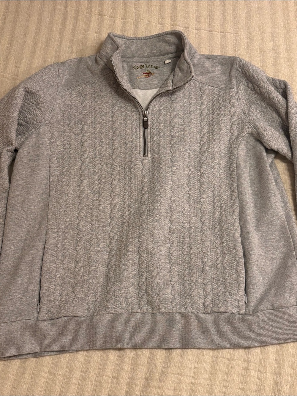 Orvis Jacquard Knit Quilted Half-Zip Sweatshirt-XL